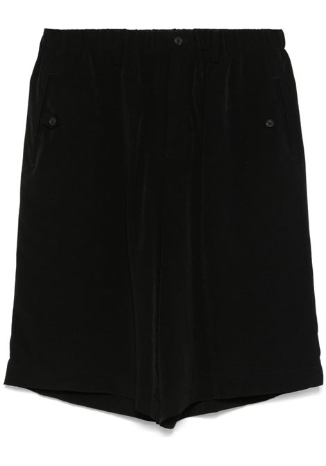 Black decorative-tabs bermuda shorts Yohji Yamamoto - men